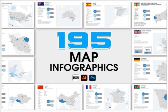 195 Map Infographics Graphics for Crafting