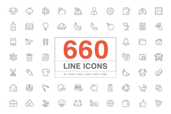 660 Line Icons for Modern Web Design