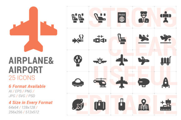 Airplane Transport Filled Icon Graphics
