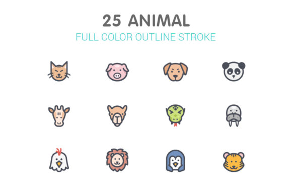 Animal Line with Color Icons