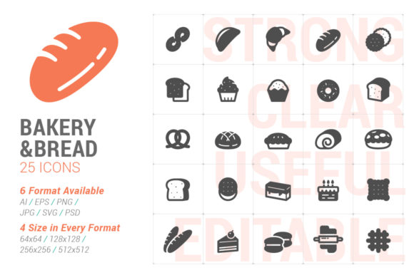 Bakery and Bread Filled Icon Graphics