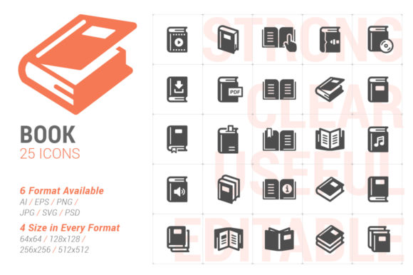 Book Filled Icon Graphics for Modern Content