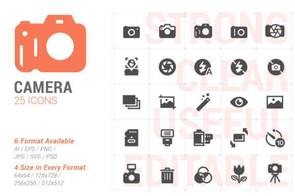 Camera Filled Icon Graphics for Modern Content