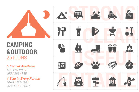 Camping Outdoor Filled Icon Graphics