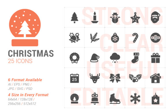 Christmas Filled Icon Graphics for Seasonal Branding