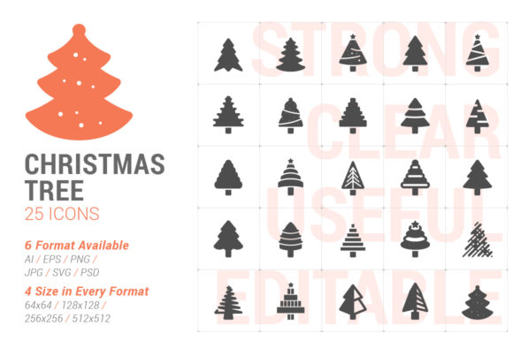 Christmas Tree Filled Icon Graphics for Seasonal Branding
