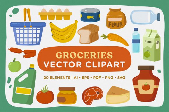 Cute Daily Groceries Graphics for Local Branding