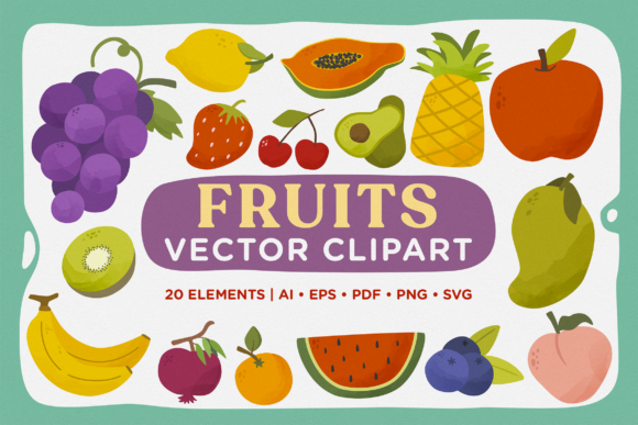 Cute Iconic Fresh Fruits Graphics for Local Branding