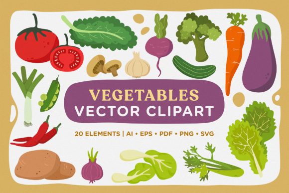 Cute Iconic Fresh Vegetables Graphics for Local Branding