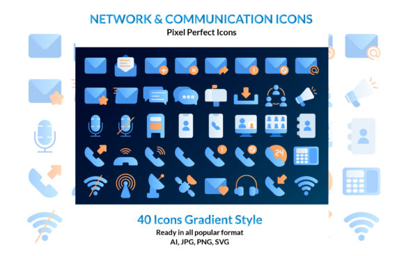 Network Communication Icon Set Gradient Graphics