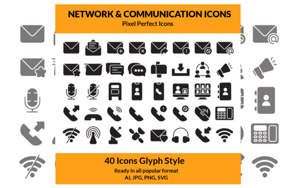 Network Communication Icon Set Graphics