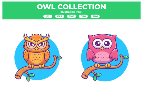 Owl Cute Cartoon Style Graphics for Local Business Branding