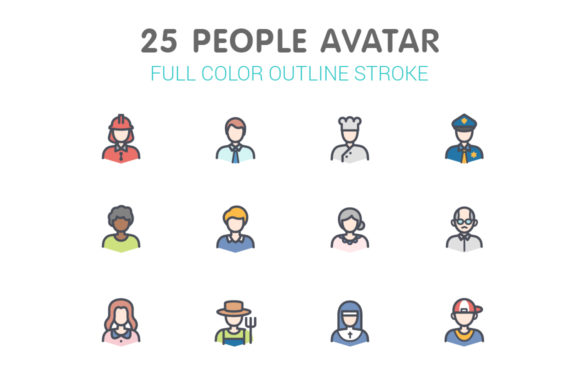 People Avatar Line with Color Icons