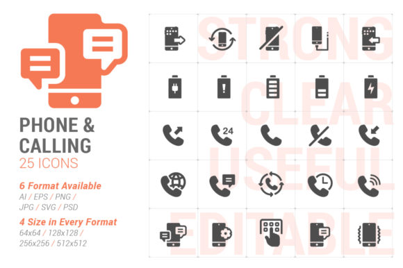 Phone Calling Filled Icon Graphics for Modern Websites