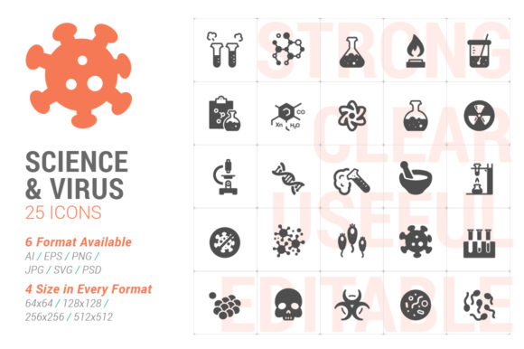Science Virus Filled Icon Set Graphics
