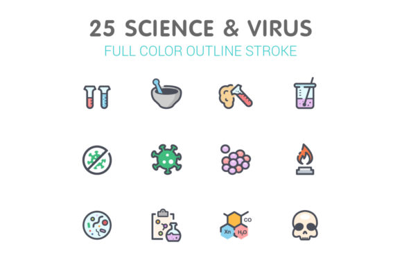 Science Virus Line with Color Graphics