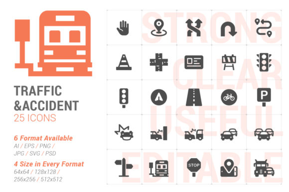 Traffic Accident Filled Icon Graphics