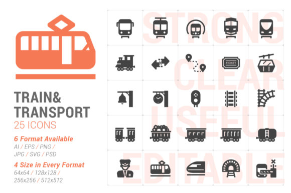 Train Transport Filled Icon Graphics
