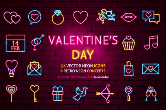 Valentine s Day Neon Graphics