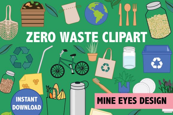 Zero Waste Clipart Graphics for Local Business Branding